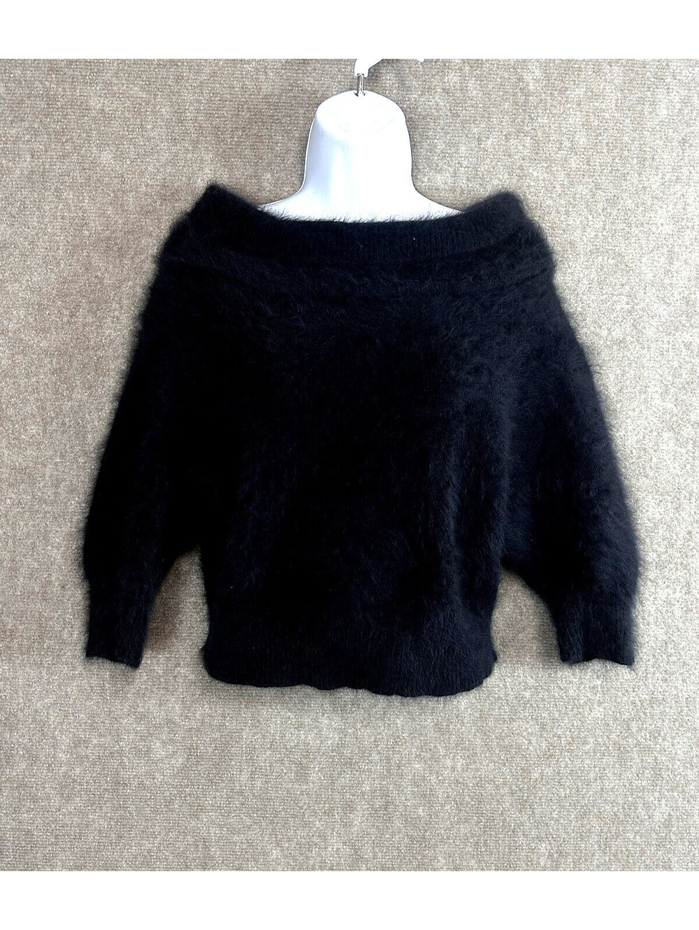 Esprit Vintage 1983 Angora Sweater Cowl Neck Cropped Small Coquette Dark Romance